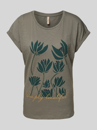 Soyaconcept T-shirt met motief- en statementprint, model 'BABETTE' Kaki - 2