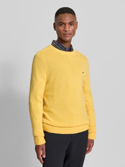 Tommy Hilfiger Regular Fit Strickpullover aus feinster Wolle GELB 4