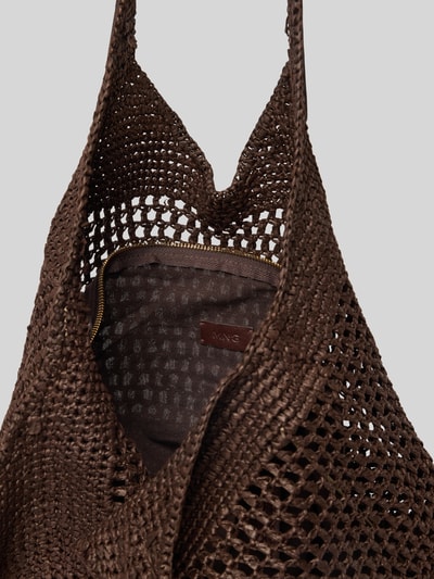 Produktfoto, Tote Bag mit langen Tragegriffen Modell 'CROACIA' von Mango aus braunem Papier mit offenem Hauptfach, grobmaschige Textur