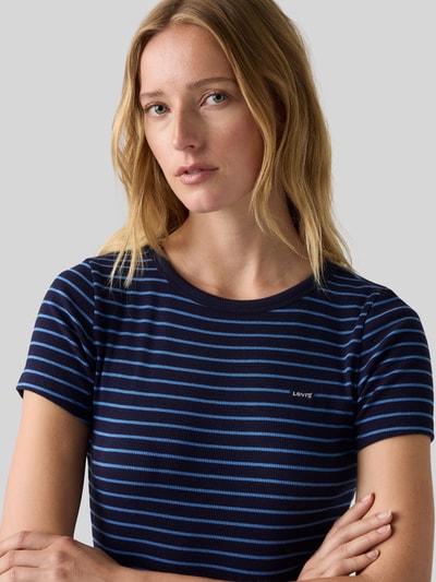 Levi's® Slim Fit T-Shirt aus Baumwoll-Mix mit Logo-Stitching Dunkelblau 3