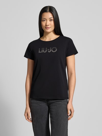 LIU JO SPORT T-Shirt mit Rundhalsausschnitt und Ziersteinbesatz Black 4