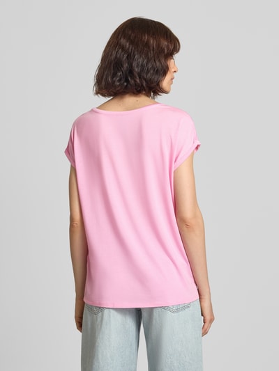 VERO MODA damski t-shirt o kroju krój regular fit z mieszanki lyocellu model 'AVA' Mocnoróżowy 5