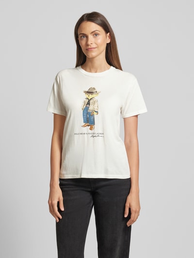 Polo Ralph Lauren T-Shirt mit Motiv-Print Modell 'FRINGE' Ecru 4