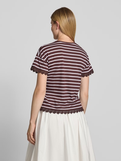 MORE & MORE T-Shirt mit Spitzenbesatz und Rundhalsausschnitt Dunkelbraun 5