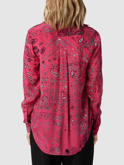 Frogbox Overhemdblouse met all-over motief Felroze - 5