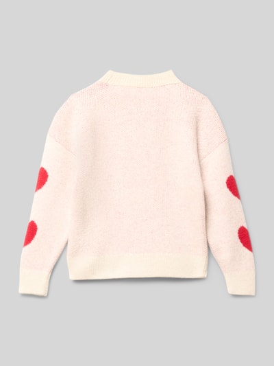 Only Loose fit gebreide pullover met all-over motief, model 'NAJA' Ecru - 3