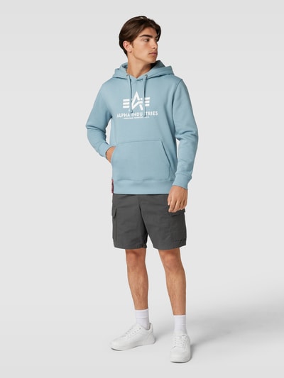 Alpha Industries Hoodie mit Label-Print Modell 'BASIC' Eisblau 1