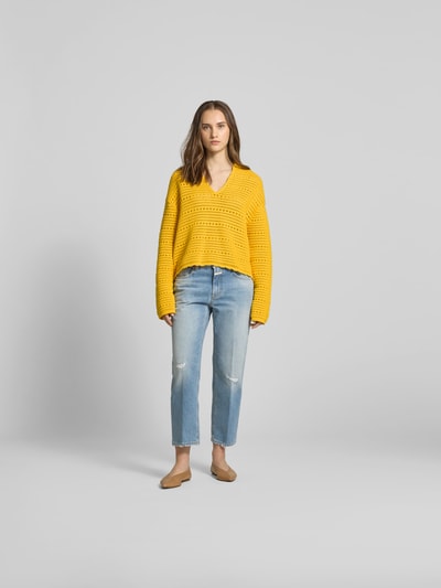 Closed Pullover mit Lochstickerei Dunkelgelb 1
