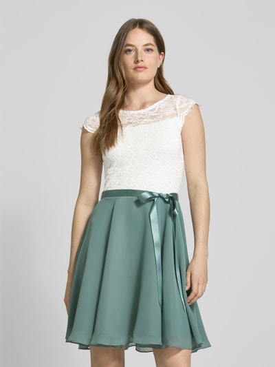 Swing Knielange cocktailjurk met ronde hals Lichtgroen - 4