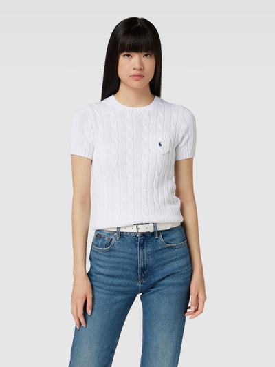 Polo Ralph Lauren Strickshirt mit Zopfmuster Weiss 4