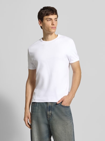 REVIEW T-shirt z prążkowanym okrągłym dekoltem Biały 4