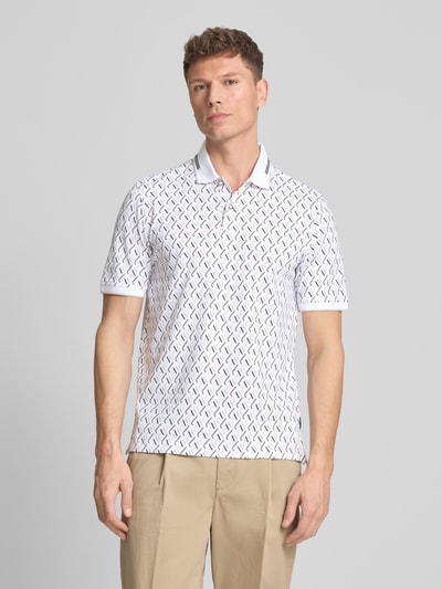 bugatti Slim Fit Poloshirt im Allover-Look Weiss 4