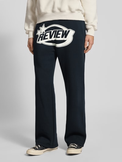 Review Straight leg sweatpants met logo en elastische band Donkerblauw - 4