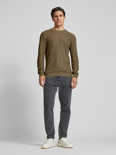 Jack & Jones Premium Strickpullover mit gerippten Abschlüssen Modell 'LUCAS' Oliv 1