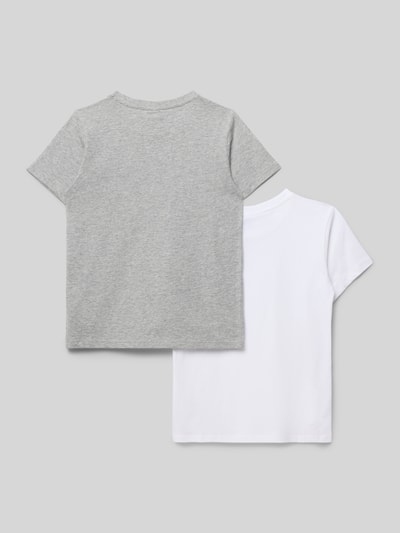 Productfoto, Regular Fit T-Shirt mit Logo-Print im 2er-Pack van CHAMPION, katoen, grijs en wit, ronde hals, maat 140, ruglengte 53 cm