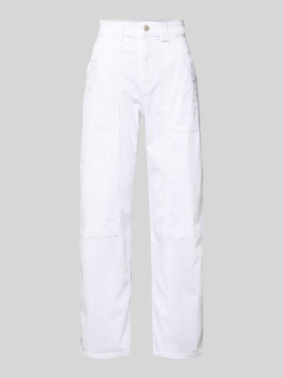 Produktfoto, Barrel Fit Jeans aus Lyocell-Mix Modell 'Mari sharp' von OPUS PANTS in Weiß mit Eingrifftaschen, glatte Struktur, Damen Jeans, Bundweite 39 cm, Innenbeinlänge 73 cm, Größe 36/28