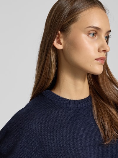 Review Oversized gebreide pullover met ribboorden Marineblauw - 3