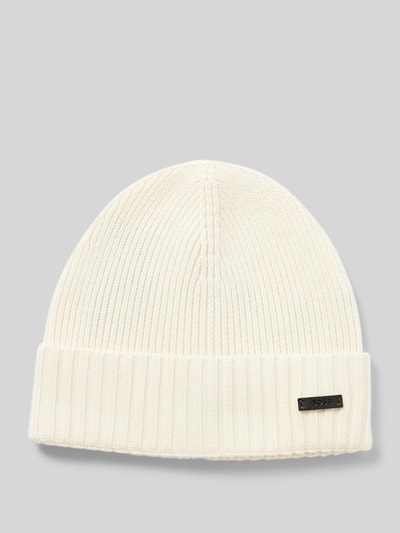 BOSS Beanie aus Schurwolle mit Label-Detail Modell 'Fati' Sand 1