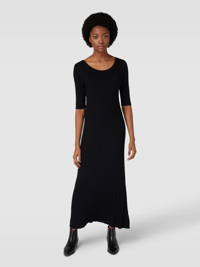 Cinque Gebreide jurk van een viscosemix met 3/4-mouwen, model 'ADARA' Zwart - 4