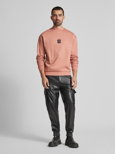 HUGO Sweatshirt mit Label-Print Modell 'Durungu' Lachs 1