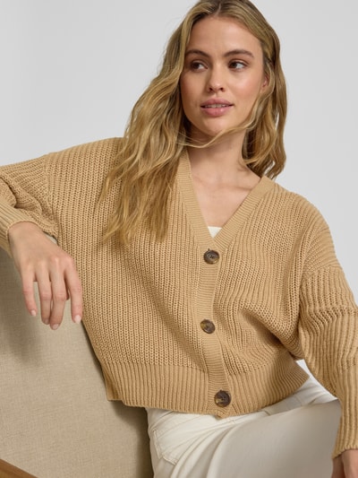 Vero Moda Regular fit gebreid jack met sierknopen, model 'LEA' Zand - 3