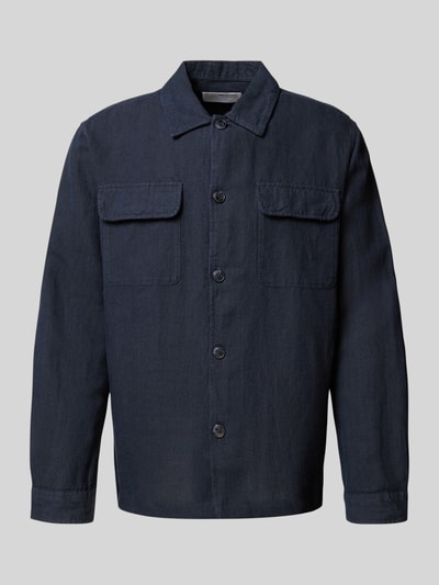 SELECTED HOMME Regular Fit Leinenhemdjacke mit Kentkragen Modell 'LEROY SUN' Dunkelblau 2