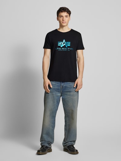 Alpha Industries T-Shirt mit Label-Print Metallic Blue 1