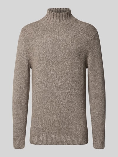 Profuomo Wollpullover mit Stehkragen Hellbraun 2
