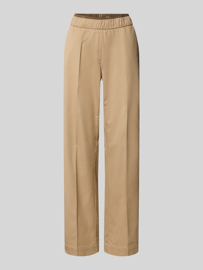 Produktfoto, Chino mit elastischem Bund Modell 'Sue' von TONI, mieszanka bawełny z dodatkiem streczu, krój wide fit, wpuszczane kieszenie francuskie, kieszenie z tyłu, szerokość w rozmiarze 36: 33 cm, długość wewnętrzna nogawki w rozmiarze 36: 81 cm, beżowe, gładka faktura