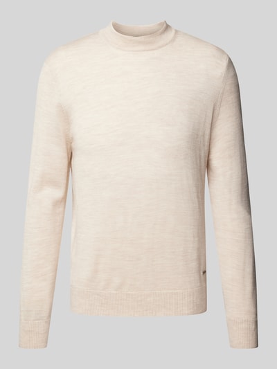 JOOP! Collection Gebreide pullover van scheerwol met opstaande kraag, model 'Davide' Beige - 2