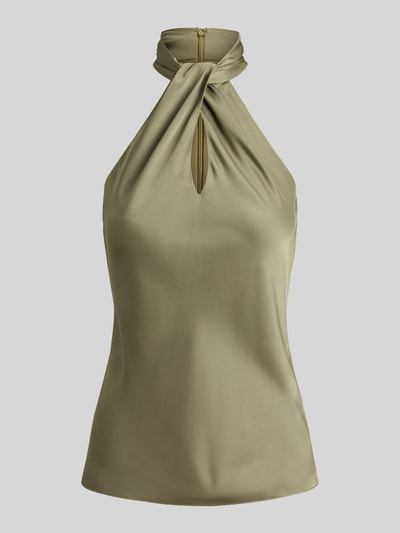 Lauren Ralph Lauren Top o kroju slim fit z wycięciem z wiązaniem na szyi Khaki 2