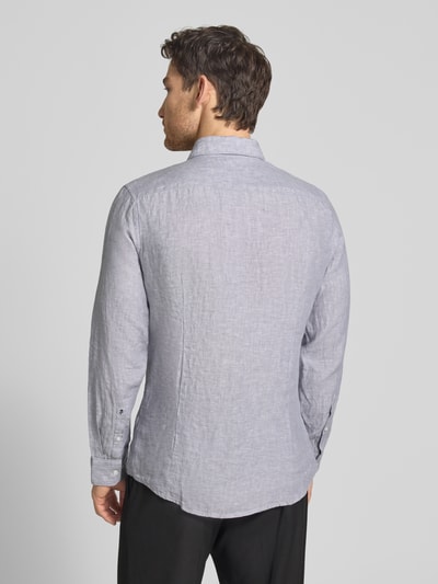 Seidensticker Slim Fit Business-Hemd aus Leinen mit Kentkragen Silber 5