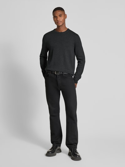 Christian Berg Men Gebreide pullover met ribboorden Donkergrijs gemêleerd - 1