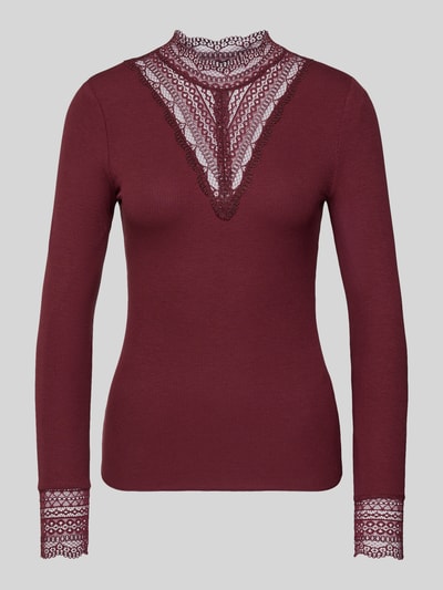 Only Bluzka z długim rękawem o kroju slim fit z mieszanki wiskozy model ‘TILDE’ Bordowy 2