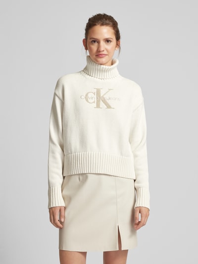 Calvin Klein Jeans Strickpullover mit Rollkragen Modell 'CHENILLE' Ecru 4