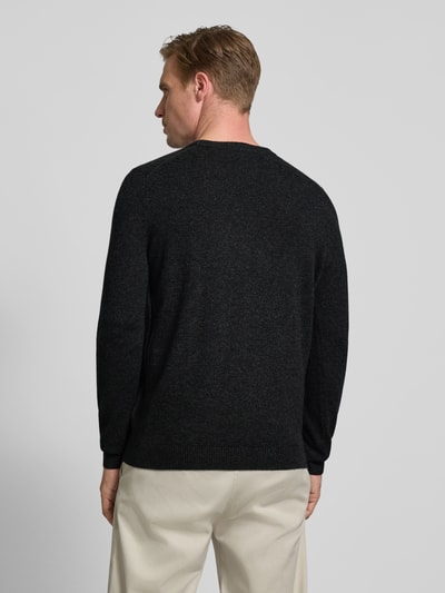 Christian Berg Men Sweter z kaszmiru o kroju regular fit z okrągłym dekoltem Antracytowy melanż 5