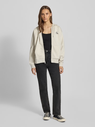 Calvin Klein Jeans Jeansy o kroju straight fit z mieszanki bawełny z naszywką z logo Antracytowy 1