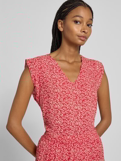 Pieces Regular Fit Blusentop mit V-Ausschnitt Modell 'NYA' Rot 3