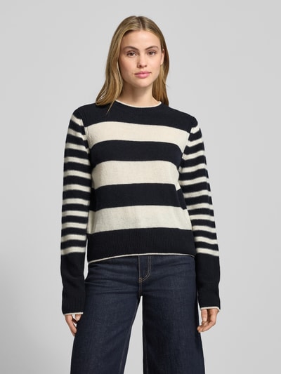 Marc O'Polo Regular fit gebreide pullover van zuivere scheerwol Marineblauw - 4