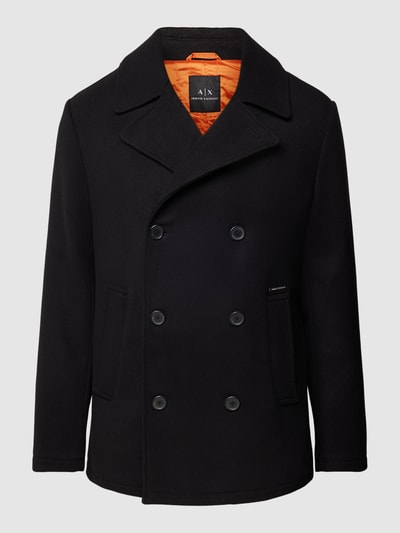ARMANI EXCHANGE Lange jas met reverskraag, model 'Caban' Zwart - 2