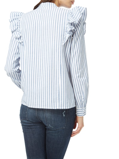 Jake*s Casual Bluse mit Volantbesatz und Streifenmuster Rauchblau 5