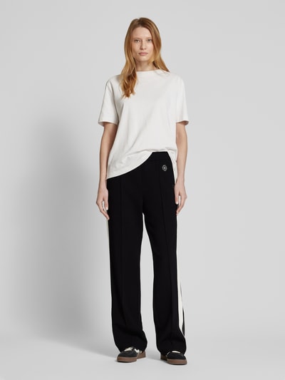 MAC Straight leg stoffen broek met vaste persplooien, model 'Chiara' Zwart - 1