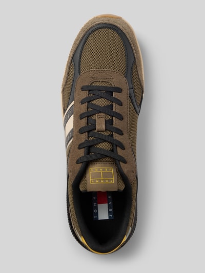 Tommy Jeans Low Top Sneaker aus Leder-Mix Khaki 3