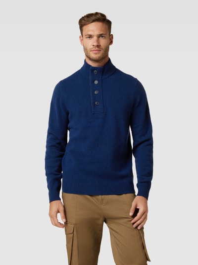 Barbour Strickpullover mit Stehkragen Jeansblau Melange 4