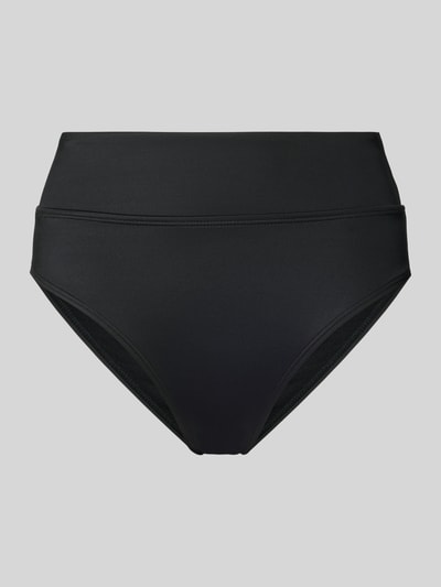 Produktfoto, schwarzer High Waist Bikini-Slip mit Allover-Muster aus Material-Mix mit Stretch-Anteil, Modell 'TOGO MAGO' von DORINA
