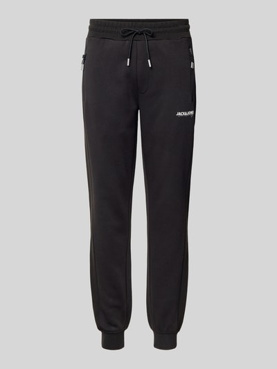 Jack & Jones Slim Fit Sweatpants mit Logo-Print Modell 'Gordon' Black 2