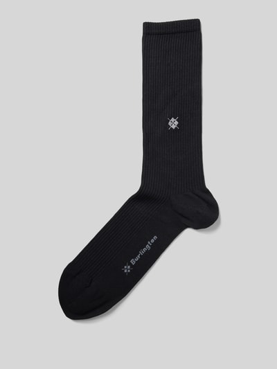 Burlington Socken mit Label-Schriftzug Modell 'Boston' Black 1