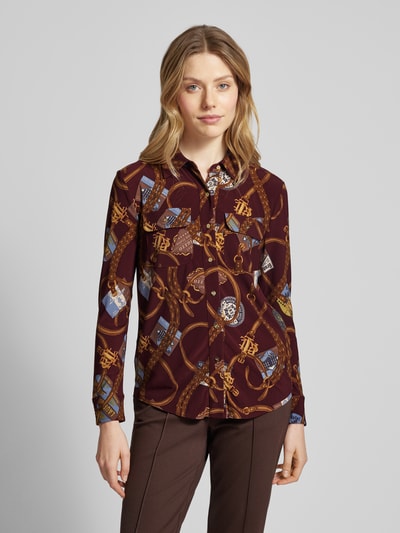 Lauren Ralph Lauren Slim fit shirt overhemdblouse met borstzakken, model 'CORWIN' Bordeaux - 4