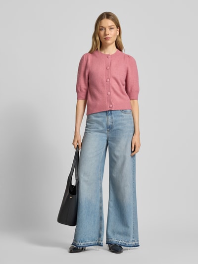 Neo Noir Gebreide cardigan met 1/2-mouwen, model 'Trudy' Roze - 1