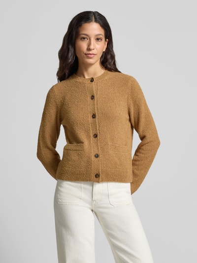 Marc O'Polo Sweter z dzianiny o kroju regular fit z mieszanki bawełny z dodatkiem wełny Camel 4